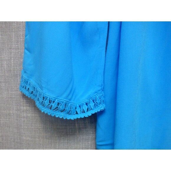 $49.50 JM Collection Petite Lace Embellished Tie-front Top, Large, Reef Aqua - Picture 9 of 12